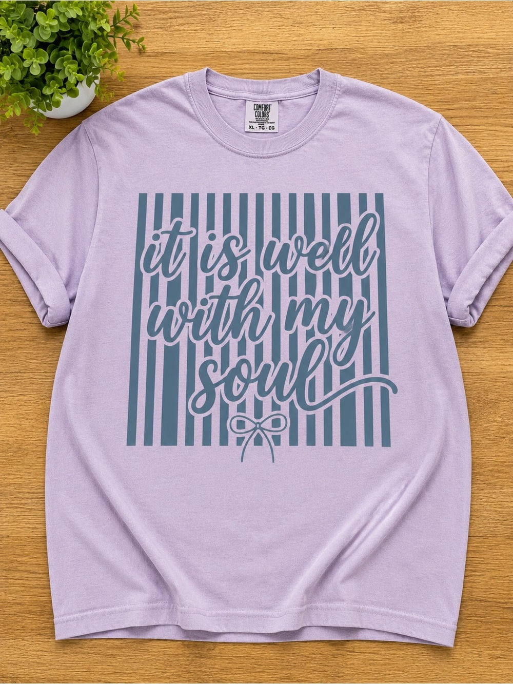 Comfort Colors Lavender Short-Sleeve Graphic Tee with Teal Print